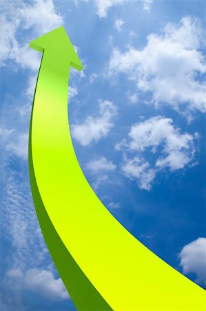 simsearch:400-08159289,k - 3D render of yellow green arrow going up in the sky Stockbilder - Microstock & Abonnement, Bildnummer: 400-04715221