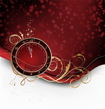 Red Christmas background with candy, stars and clock Stock Photo - Budget Royalty-Free & Subscription, Code: 400-04715449