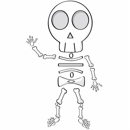 die toon - Cartoon illustration of a cute skeleton waving Stock Photo - Budget Royalty-Free & Subscription, Code: 400-04715608
