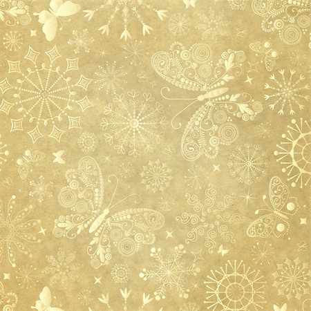 simsearch:400-05156538,k - Old yellow christmas paper with snowflakes and  butterflies Fotografie stock - Microstock e Abbonamento, Codice: 400-04715675