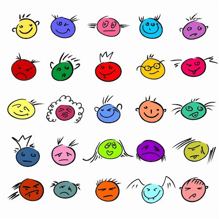 penciled emoticons - childlike emoticons, this illustration may be useful  as designer work Stock Photo - Budget Royalty-Free & Subscription, Code: 400-04715729