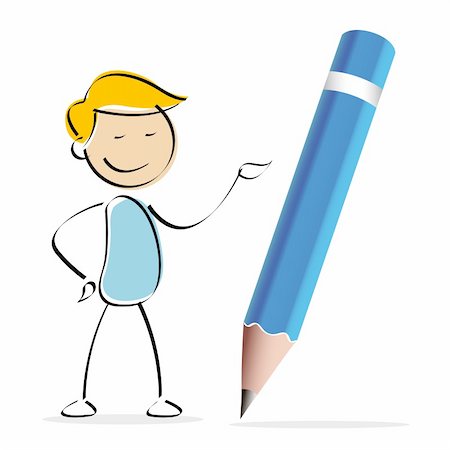 simsearch:400-04157329,k - illustration of vector kid standing with pencil on an isolated background Stock Photo - Budget Royalty-Free & Subscription, Code: 400-04715846