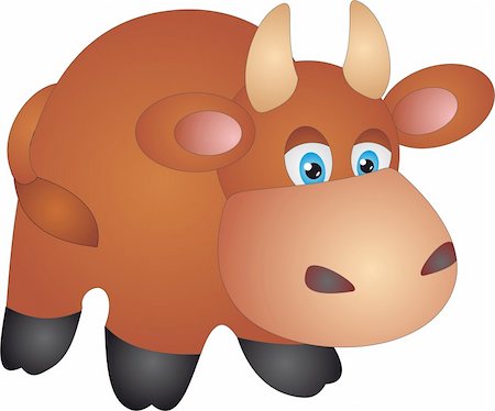 ranch cartoon - Brown Cow Vector Illustration on white background Stock Photo - Budget Royalty-Free & Subscription, Code: 400-04715856