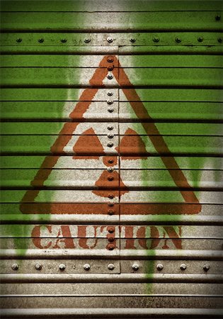 Radiation warning sign over metal surface with  screw nuts. Photographie de stock - Aubaine LD & Abonnement, Code: 400-04715980