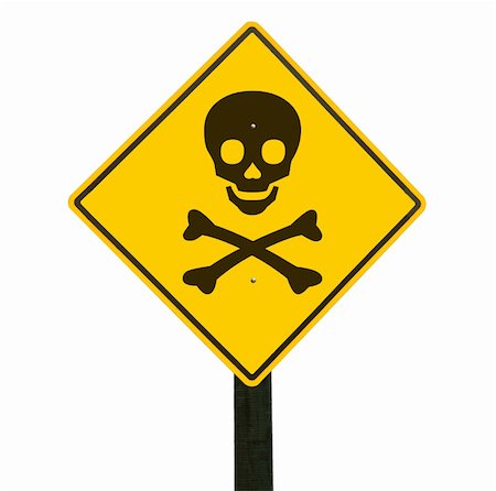 Yellow traffic sign with skull and crossbones, isolated, clipping path. Stock Photo - Budget Royalty-Free & Subscription, Code: 400-04715981