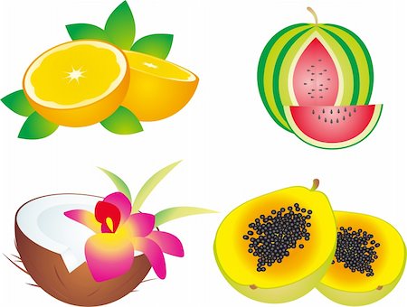 Set of fruit vectors. To see similar, please VISIT MY PORTFOLIO Stock Photo - Budget Royalty-Free & Subscription, Code: 400-04716074