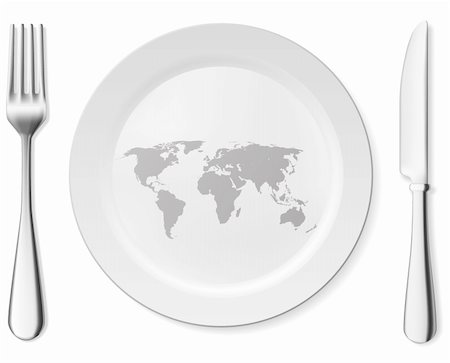 dinner plate graphic - World on the clean white plate concept. Vector art collection. Foto de stock - Super Valor sin royalties y Suscripción, Código: 400-04716091