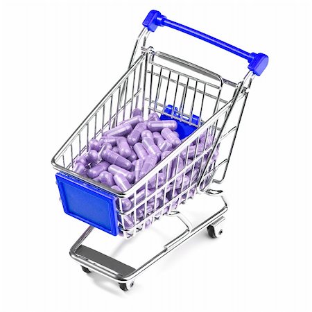 Carts on a white background filled with pills Stock Photo - Budget Royalty-Free & Subscription, Code: 400-04716177