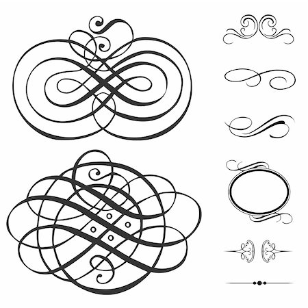 Vector swirl ornament set. Pieces are separate and easy to edit. Stock Photo - Budget Royalty-Free & Subscription, Code: 400-04716222