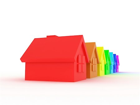 Illustration of some houses in colour rainbows Stock Photo - Budget Royalty-Free & Subscription, Code: 400-04716319