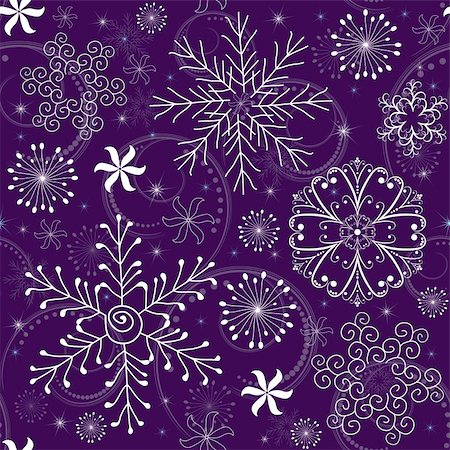 simsearch:400-04728067,k - Seamless violet christmas pattern with white-blue snowflakes (vector) Foto de stock - Super Valor sin royalties y Suscripción, Código: 400-04716659