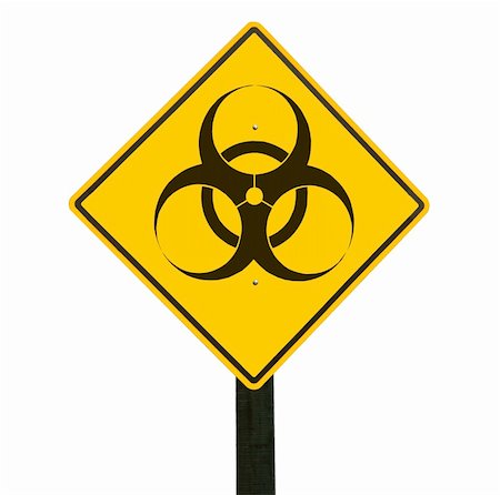 Yellow traffic sign with biohazard symbol, isolated, clipping path. Stock Photo - Budget Royalty-Free & Subscription, Code: 400-04716776