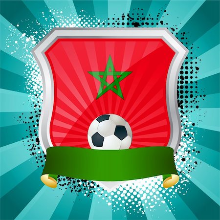 EPS 10. Shiny metal shield on bright background with flag of Morocco Stock Photo - Budget Royalty-Free & Subscription, Code: 400-04716846