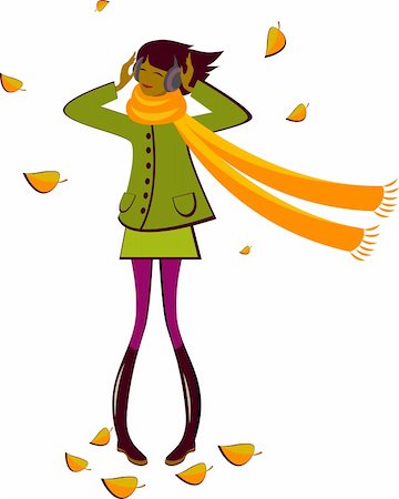 Girl Autumn. Vector illustration over white. EPS 8, AI, JPEG Stock Photo - Budget Royalty-Free & Subscription, Code: 400-04716931