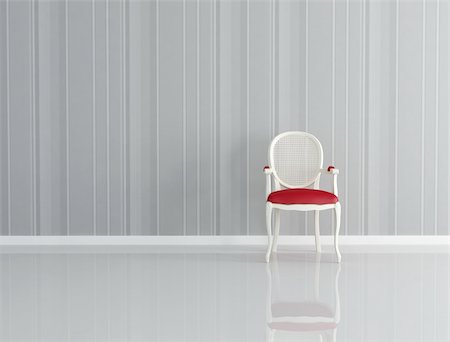 one classic chair in a empty room - rendering Stock Photo - Budget Royalty-Free & Subscription, Code: 400-04716949