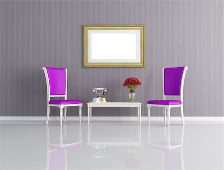 simsearch:400-04156984,k - classic interior with two purple chair  and vintage telephone - rendering Stockbilder - Microstock & Abonnement, Bildnummer: 400-04716951