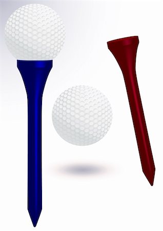 Vector illustration of a golf ball with golf tee. All objects and details are isolated. Colors and transparent background color are easy to adjust/customize. Gradient effect in the back is optional. Fotografie stock - Microstock e Abbonamento, Codice: 400-04717096