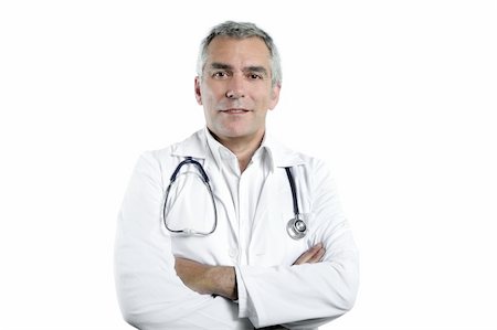 simsearch:400-04217553,k - doctor senior expertise gray hair confident on white Foto de stock - Royalty-Free Super Valor e Assinatura, Número: 400-04717257