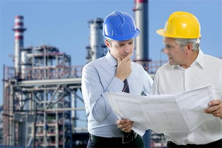 architect engineer expertise team plan talking hardhat petrol industry Stock Photo - Budget Royalty-Free & Subscription, Code: 400-04717260