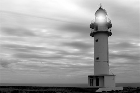 simsearch:872-06053881,k - Barbaria cape lighthouse Formentera Balearic islands black and white Stock Photo - Budget Royalty-Free & Subscription, Code: 400-04717271