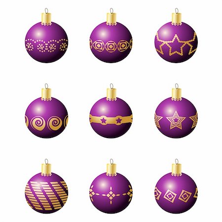 simsearch:400-04464661,k - Vector - Illustration of colorful christmas decoration balls with various patterns Stock Photo - Budget Royalty-Free & Subscription, Code: 400-04717294