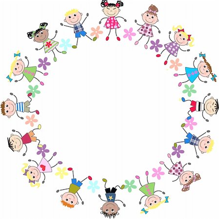 united mixed kids around a s circle Stock Photo - Budget Royalty-Free & Subscription, Code: 400-04717342