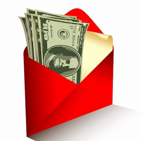 simsearch:673-02139324,k - dollars in the red envelope, this  illustration may be useful  as designer work Foto de stock - Royalty-Free Super Valor e Assinatura, Número: 400-04717440