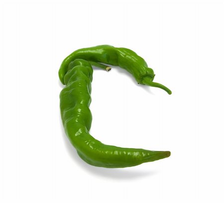Letter C composed of green peppers on white background Stock Photo - Budget Royalty-Free & Subscription, Code: 400-04717625