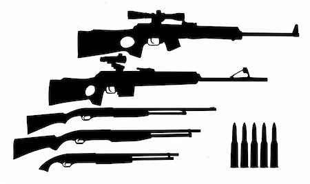 simsearch:400-05265453,k - silhouette hunt weapons isolated on white background Stockbilder - Microstock & Abonnement, Bildnummer: 400-04717621