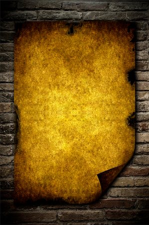 simsearch:400-05253774,k - Grunge yellow paperon a wall of brick Stockbilder - Microstock & Abonnement, Bildnummer: 400-04717652