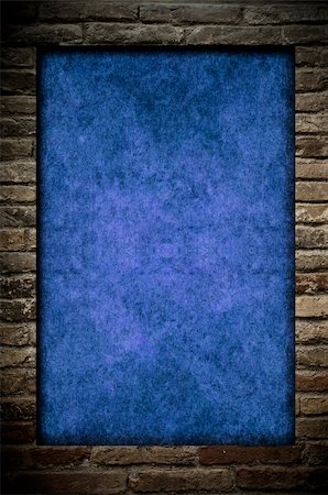 simsearch:400-05253774,k - Grunge blue paper in a brick wall frame Stockbilder - Microstock & Abonnement, Bildnummer: 400-04717653