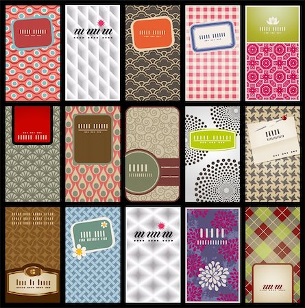 set of 15 vertical business card templates based on seamless patterns Fotografie stock - Microstock e Abbonamento, Codice: 400-04717702