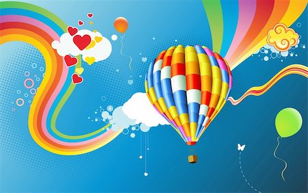 ribbon for greeting card - Vector illustration of Colorful abstract Background with funky hot air balloon - great for greeting and birthday postcards, flyers and many more celebration items Stock Photo - Budget Royalty-Free & Subscription, Code: 400-04717760