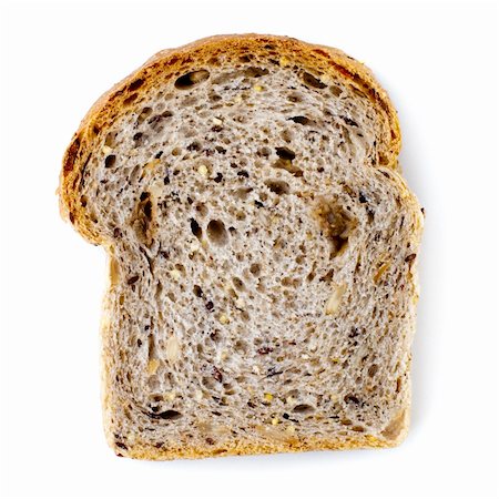 simsearch:640-01354973,k - Single slice wholemeal bread isolated over white background Foto de stock - Royalty-Free Super Valor e Assinatura, Número: 400-04717779