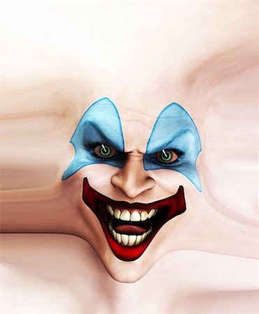 sinister smile - Very evil looking clown face on stretched skin. Stock Photo - Budget Royalty-Free & Subscription, Code: 400-04717859