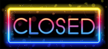 Vector - Closed Neon Sign Rainbow Color Stock Photo - Budget Royalty-Free & Subscription, Code: 400-04718017