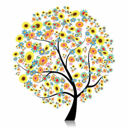 simsearch:400-05704843,k - Floral tree beautiful for your design Stockbilder - Microstock & Abonnement, Bildnummer: 400-04718733