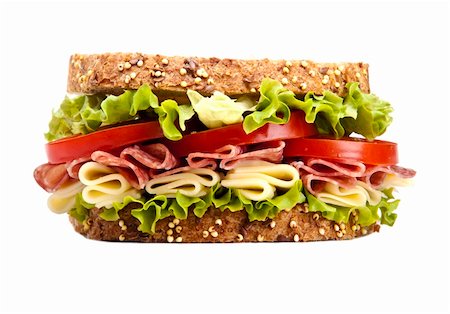Salami sandwich with cheese lettuce and tomato Stock Photo - Budget Royalty-Free & Subscription, Code: 400-04718828