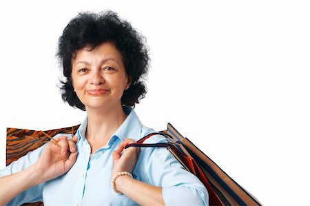 Close up portrait of elder woman with shopping bags. Stock Photo - Budget Royalty-Free & Subscription, Code: 400-04719015