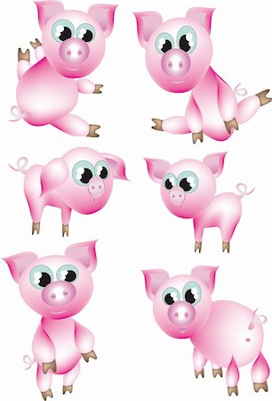 pig sow - Set : pink pigs. Stock Photo - Budget Royalty-Free & Subscription, Code: 400-04719148