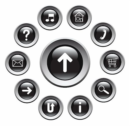 simsearch:400-04106245,k - Glossy buttons with symbols. Vector art in Adobe illustrator EPS format, compressed in a zip file. The different graphics are all on separate layers so they can easily be moved or edited individually. The document can be scaled to any size without loss of quality. Stock Photo - Budget Royalty-Free & Subscription, Code: 400-04719333