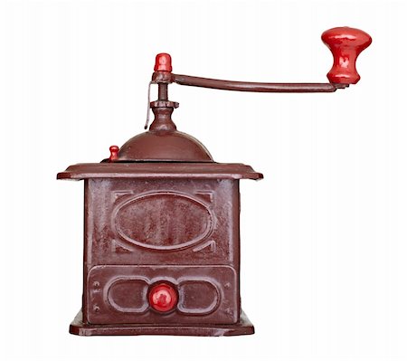 simsearch:400-07981187,k - close up of vintage coffee grinder on white background with clipping path Foto de stock - Royalty-Free Super Valor e Assinatura, Número: 400-04719389