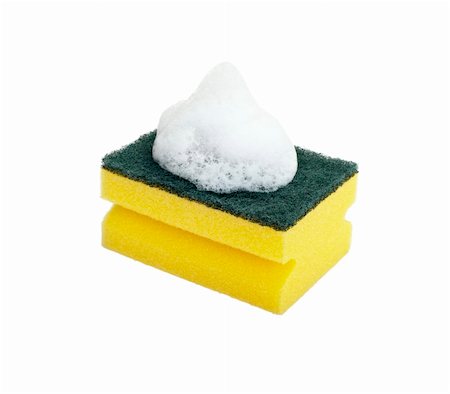 close up of dish washing sponge on white background with clipping path Stock Photo - Budget Royalty-Free & Subscription, Code: 400-04719391