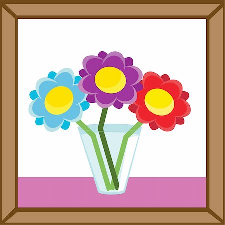 simsearch:400-04406240,k - Abstract picture frame with vase and flowers. Vector illustrations. Stock Photo - Budget Royalty-Free & Subscription, Code: 400-04719807