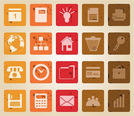 simsearch:400-04650271,k - Business and office set of different vector web icons. Retro style. Stock Photo - Budget Royalty-Free & Subscription, Code: 400-04719884