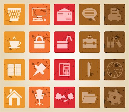 simsearch:400-04650271,k - Business and office set of different vector web icons. Retro style. Stock Photo - Budget Royalty-Free & Subscription, Code: 400-04719883