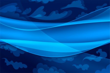 simsearch:400-04687543,k - Blue background - abstract waves and stylized clouds Foto de stock - Super Valor sin royalties y Suscripción, Código: 400-04719912