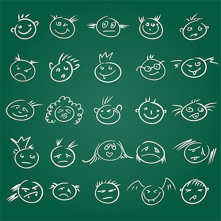 penciled emoticons - hand drown emoticons,  this illustration may be useful as designer work Stock Photo - Budget Royalty-Free & Subscription, Code: 400-04710010