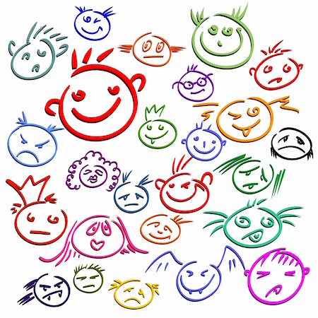 pencil painting pictures images kids - dozens hand drown emoticons,  this illustration may be useful as designer work Foto de stock - Super Valor sin royalties y Suscripción, Código: 400-04710011