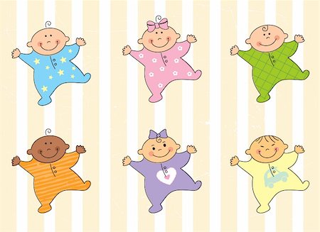 simsearch:400-07096944,k - Cartoon multi racial babies – vector illustration Fotografie stock - Microstock e Abbonamento, Codice: 400-04710012